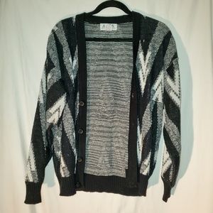 vintage AREA cardigan V design black white